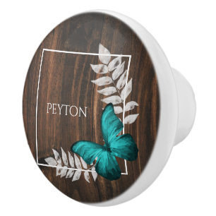 Bouton De Porte En Céramique Papillon Turquoise rustique Knob céramique personn
