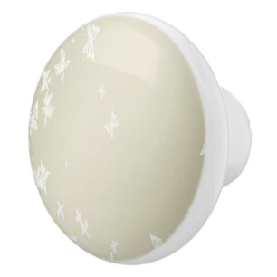Bouton De Porte En Céramique Papillons blancs