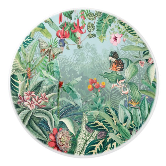 Bouton De Porte En Céramique Paradis tropical (Devant)