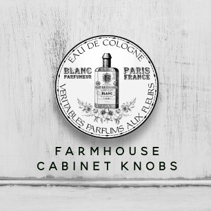 Bouton De Porte En Céramique Parfums Vintages noirs et blancs Floral Cologne