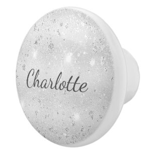 Bouton De Porte En Céramique Parties scintillant argent nom élégant glamour