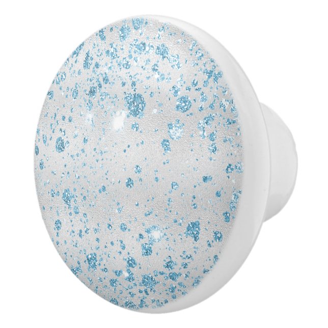 Bouton De Porte En Céramique Parties scintillant bleu argenté élégante (Droite)