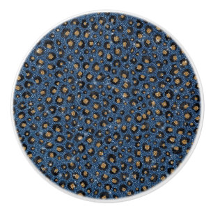 Bouton De Porte En Céramique Parties scintillant Bleue Classique Empreinte de l