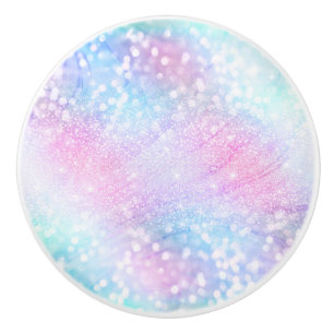Bouton De Porte En Céramique Parties scintillant Iridescente Magique Éclat rose