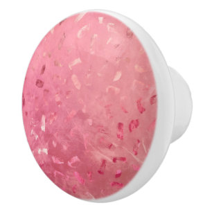 Bouton De Porte En Céramique Parties scintillant or rose Rose