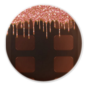 Bouton De Porte En Céramique Parties scintillant rose Chocolat Dried Sucres Suc
