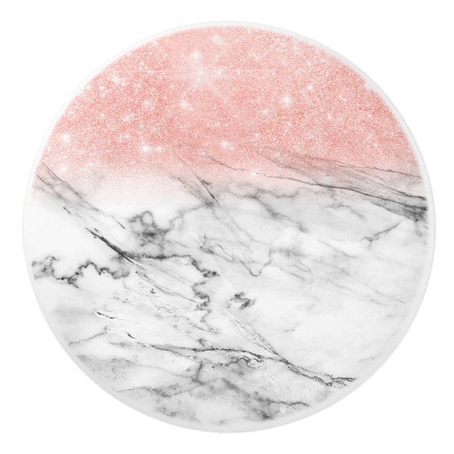 Bouton De Porte En Céramique Parties scintillant rose Gold Blush Ombre en marbr (Devant)