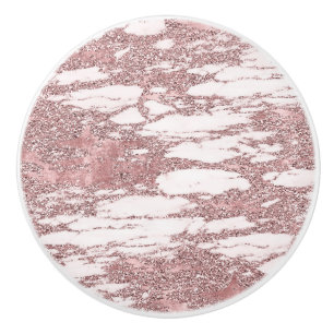 Bouton De Porte En Céramique Parties scintillant rose or rose brillant marbre b