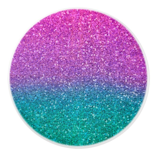 Bouton De Porte En Céramique Parties scintillant rose Turquoise Aqua bleu et vi (Devant)