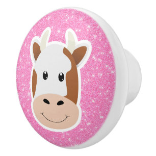 Bouton De Porte En Céramique Parties scintillantes de vache
