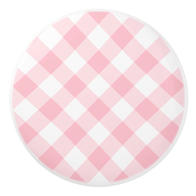 Bouton De Porte En Céramique Pastel Pink En vichy (Devant)