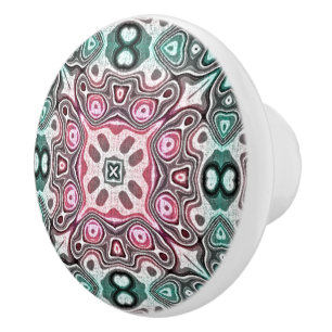 Bouton De Porte En Céramique Pastel Pink Turquoise Bleu Vert Hip orné Art Motif
