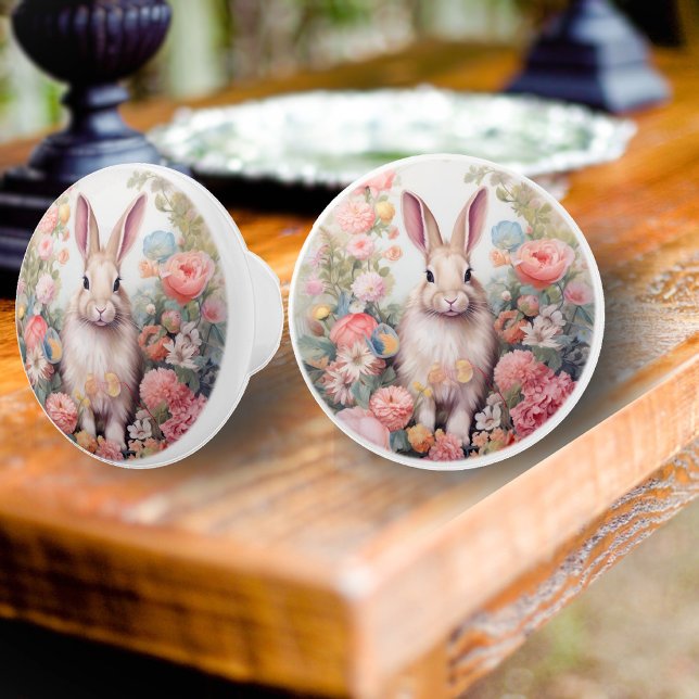 Bouton De Porte En Céramique Pastel Rabbit (Créateur téléchargé)