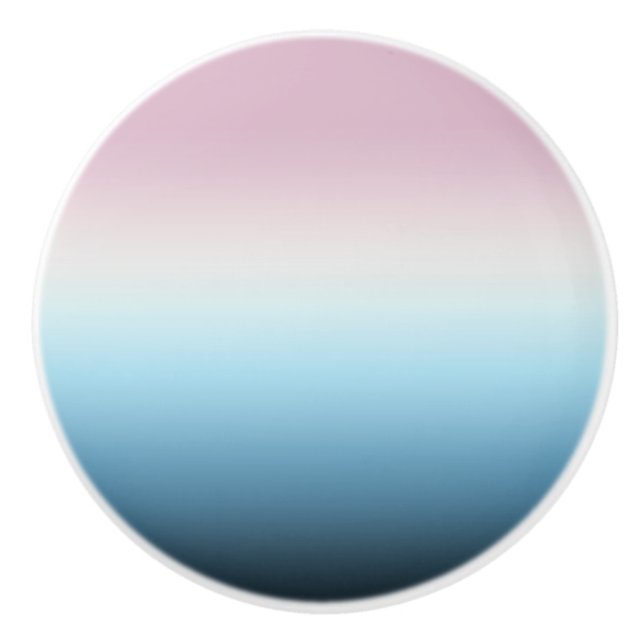 Bouton De Porte En Céramique Pastel rose et bleu Dégradé Indigo Rose Ombre (Devant)
