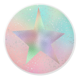 Bouton De Porte En Céramique Pastel tie teint hololook étoile rose mignon