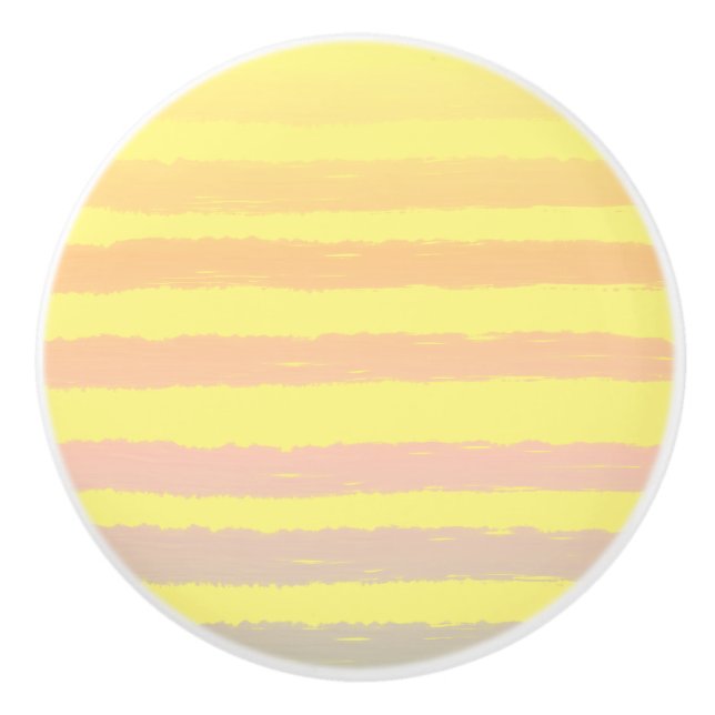 Bouton De Porte En Céramique Pastel Yellow Pink Purple Stripes  (Devant)