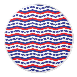 Bouton De Porte En Céramique Patriotique Chevron