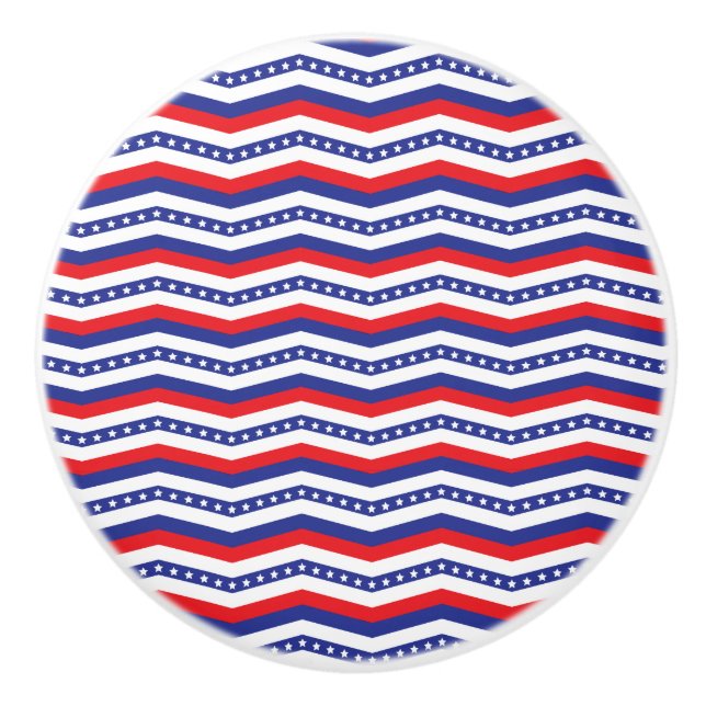Bouton De Porte En Céramique Patriotique Chevron (Devant)
