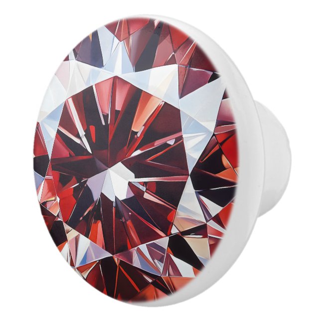Bouton De Porte En Céramique Patte de diamant en cristal rouge (Droite)