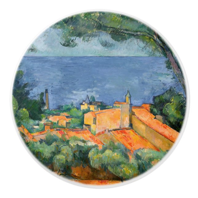 Bouton De Porte En Céramique Paul Cezanne - Estaque aux toits rouges (Devant)