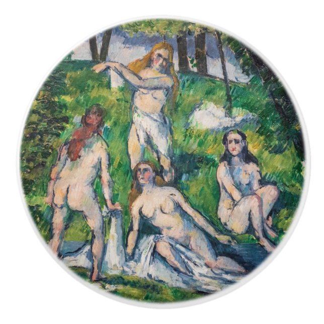 Bouton De Porte En Céramique Paul Cezanne - Quatre Bathers (Devant)