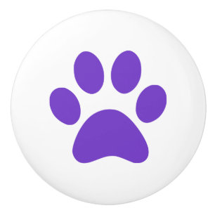 Bouton De Porte En Céramique Pawprint pourpre d'empreinte de patte