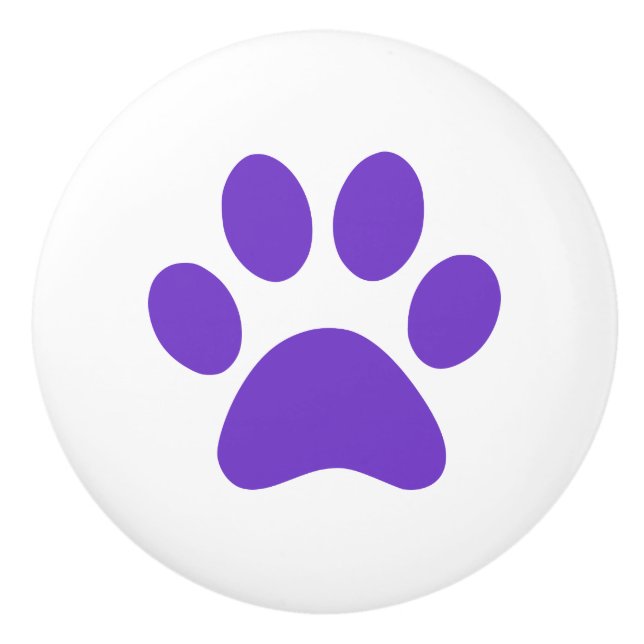 Bouton De Porte En Céramique Pawprint pourpre d'empreinte de patte (Devant)