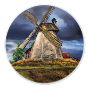 Bouton De Porte En Céramique Paysage dans le Knob en céramique de Pays-Bas