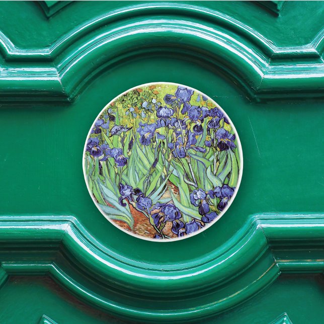Bouton De Porte En Céramique Paysage floral d'Irises Vincent van Gogh (Créateur téléchargé)