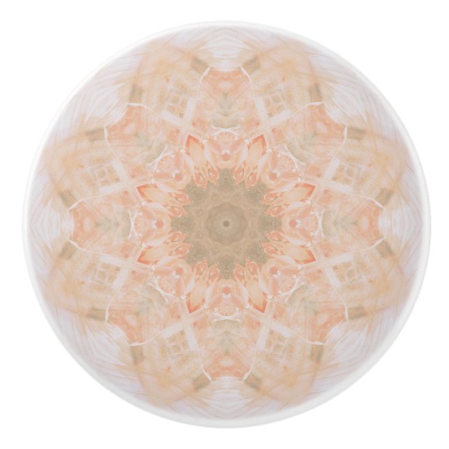 Bouton De Porte En Céramique Peach Orange Mandala (Devant)