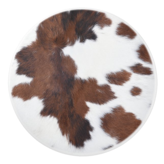 Bouton De Porte En Céramique peau de vache blanc (Devant)