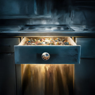 Bouton De Porte En Céramique Pêcheurs à la Twilight ramassant des crabes