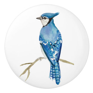 Bouton De Porte En Céramique peinture à l'aquarelle de jais bleu