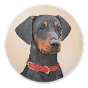 Bouton De Porte En Céramique Peinture allemande Pinscher peinture art animal or