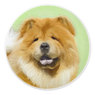 Bouton De Porte En Céramique Peinture Chow Chow - Joli art original chien