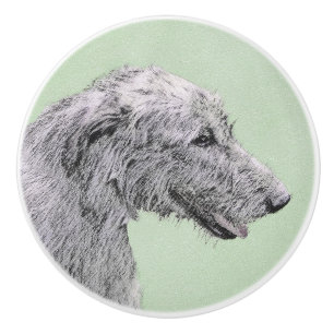 Bouton De Porte En Céramique Peinture de Wolfhound irlandais - Joli art origina