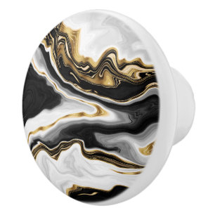 Bouton De Porte En Céramique Peinture en marbre doré moderne esthétique