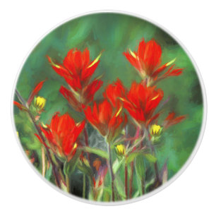 Bouton De Porte En Céramique Peinture indienne de pinceau - Art Fleur original