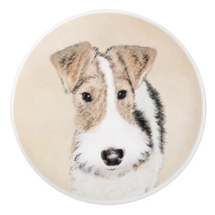 Bouton De Porte En Céramique Peinture Terrier de Fox de fil - Cute Original Chi
