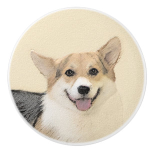 Bouton De Porte En Céramique Pembroke Welsh Corgi Peinture - Art Chien original