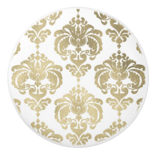 Bouton De Porte En Céramique Penderie élégante de chambre à coucher en damas or
