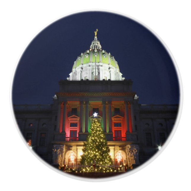 Bouton De Porte En Céramique Pennsylvania State Capitol Christmas Tree Lights (Devant)