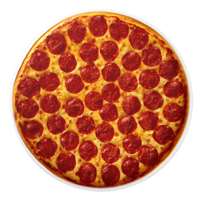 Bouton De Porte En Céramique Pepperoni Pizza (Devant)