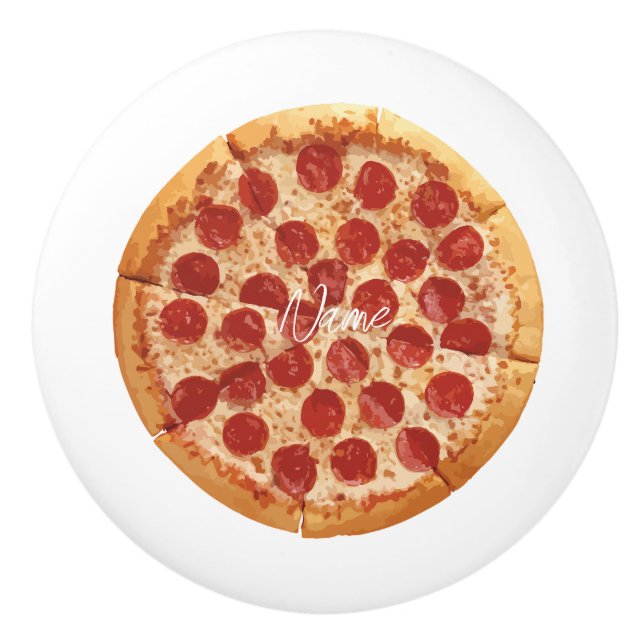 Bouton De Porte En Céramique Pepperoni Pizza Thunder_Cove (Devant)