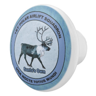 Bouton De Porte En Céramique Père Noël 1er Polar Airlift Sqdn - Subduit