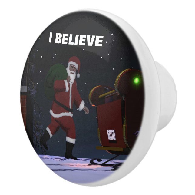 Bouton De Porte En Céramique Père Noël - Je crois (Droite)