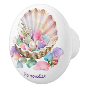 Bouton De Porte En Céramique Perle de Coquillage Océan Accent de Maison de Plag
