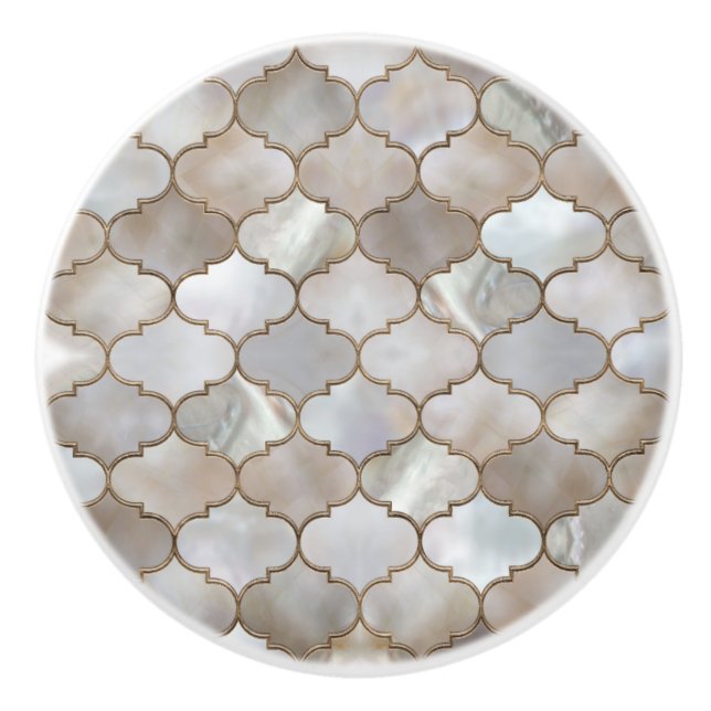 Bouton De Porte En Céramique Perle et or marocain (Devant)