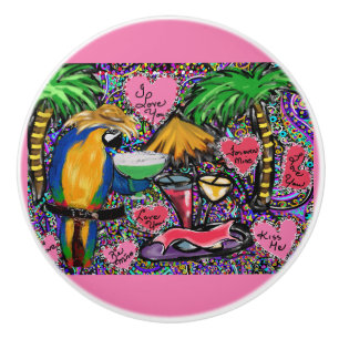 Bouton De Porte En Céramique Perroquet