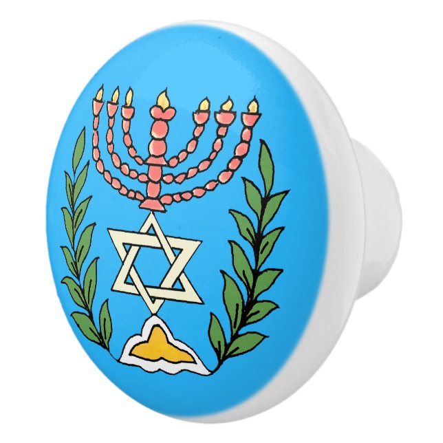 Bouton De Porte En Céramique Persian Magen David Menorah (Droite)